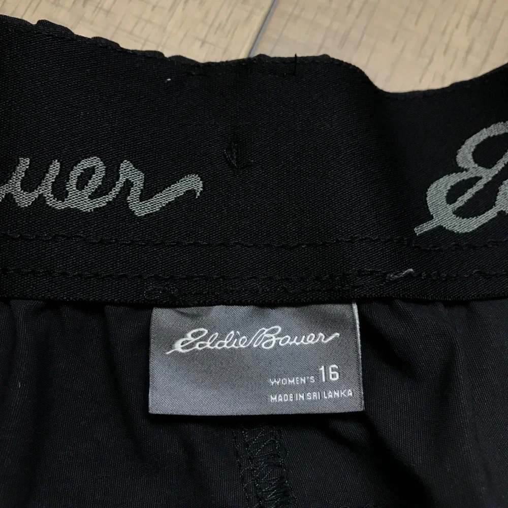 Eddie Bauer Joggers Pants Womens Size 16 Black Pull On Hiking Performance Nylon‎